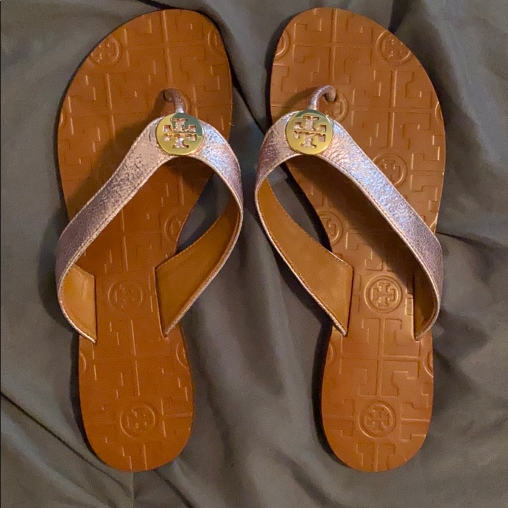 Tory Burch metallic flip flops